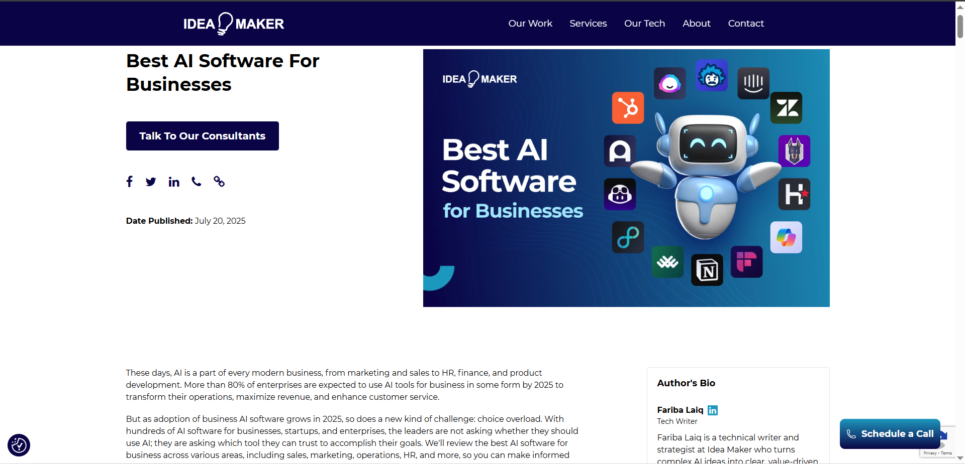 best ai software for business
